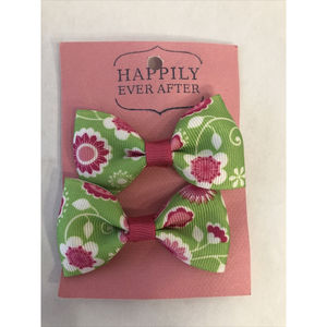 Handmade Hair Bow Clips  Floral Design
